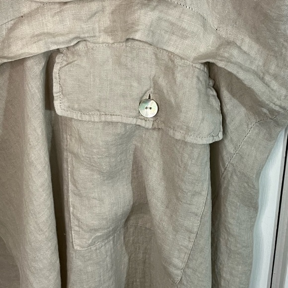 Stella Milani 100% Linen Asymmetric Lagenlook Artsy Boho Dress Tunic Ruffle M - Picture 4 of 15